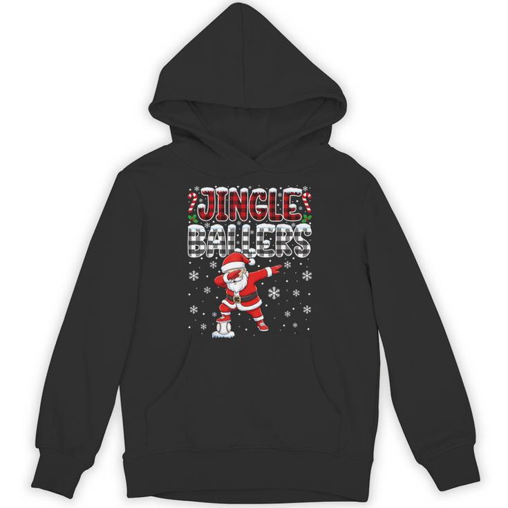 Jingle Ballers Plaid Santa Dabbing Baseball Christmas Unisex Hoodie
