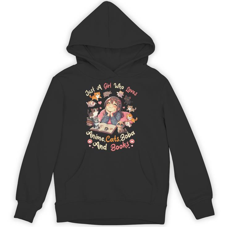 Just Girl Who Loves Anime Cats Boba And Books Bubble Tea Unisex Hoodie