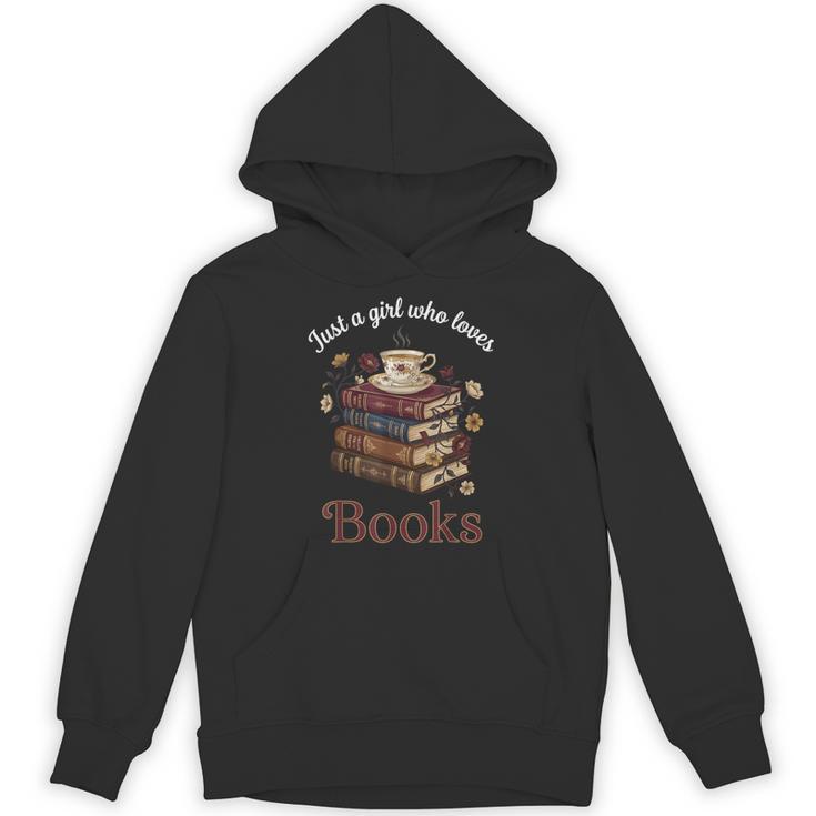 Just a Girl Who Loves Books Aesthetic Bookworm Library Art Unisex Hoodie