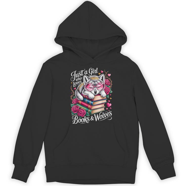 Just A Girl Who Loves Books And Wolves Cute Reading Nerd Unisex Hoodie