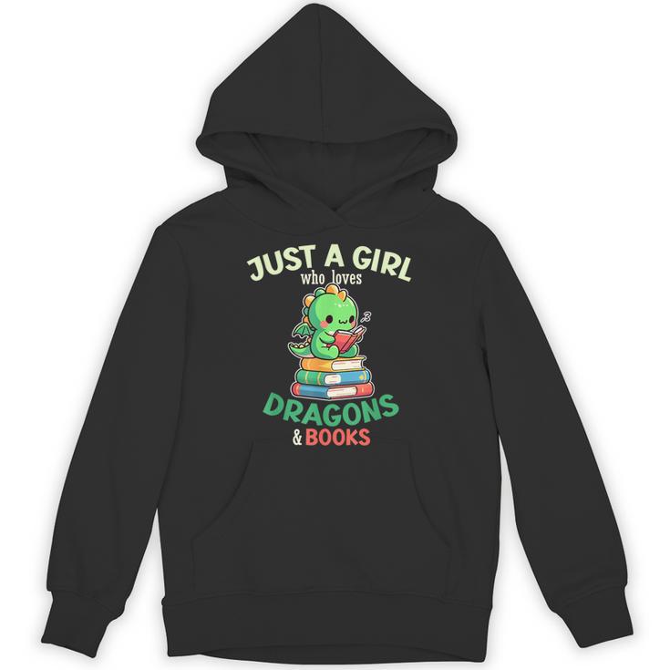 Just a Girl Who Loves Dragons & Books Book Lover Kids Nerd Unisex Hoodie