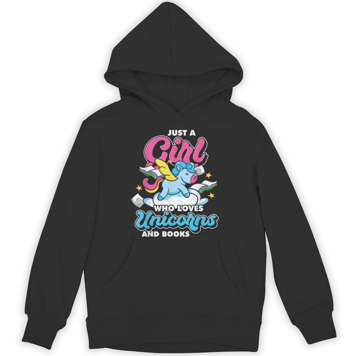 Just A Girl Who Loves Unicorns And Books Animal Reading Unisex Hoodie