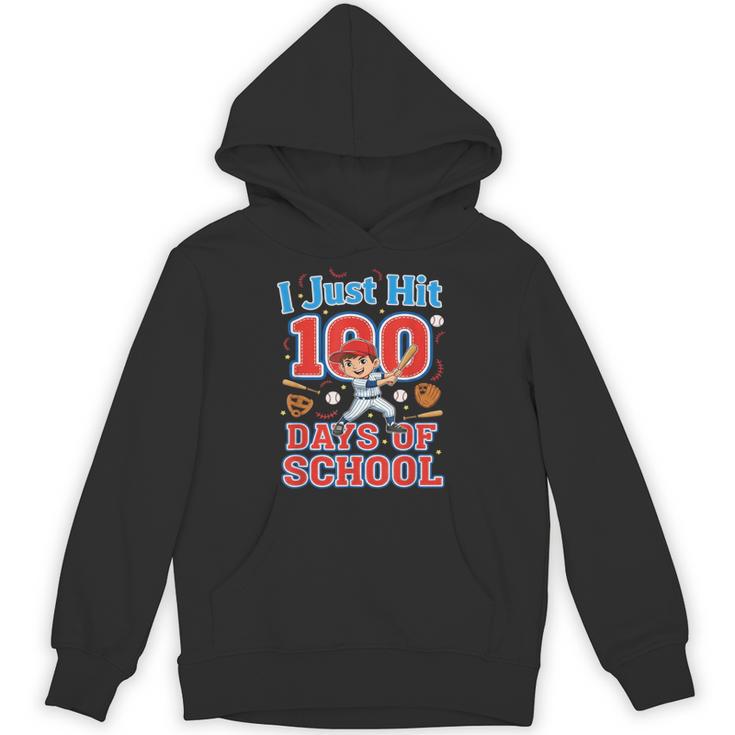 I Just Hit 100 Days Of School Baseball 100th Day Boys Kids Unisex Hoodie