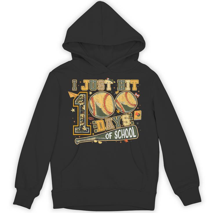 I Just Hit 100 Days Of School Baseball Camo Boys Kid Toddler Unisex Hoodie