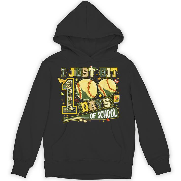 I Just Hit 100 Days Of School Baseball Teacher Boy Girl Kid Unisex Hoodie