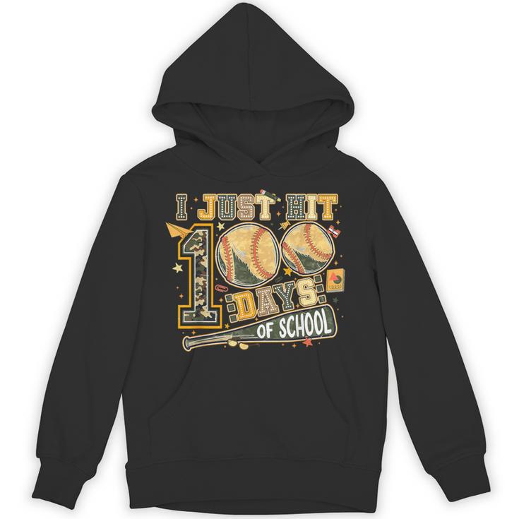 I Just Hit 100 Days Of School Baseball Teacher Student Retro Unisex Hoodie