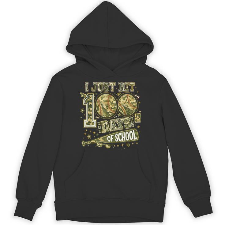 I Just Hit 100 Days Of School Camouflage Baseball Unisex Hoodie