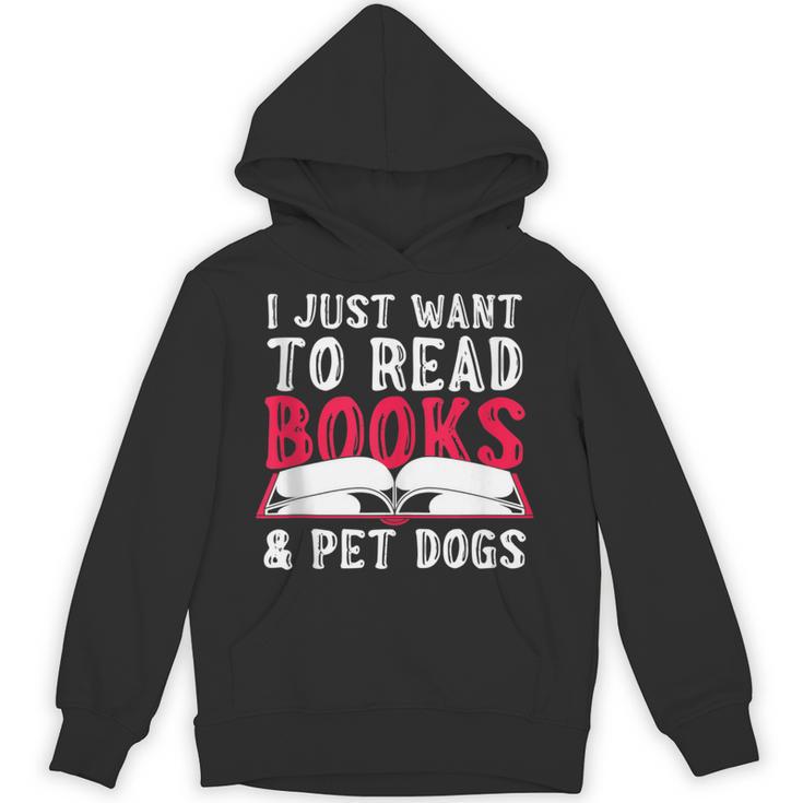 I Just Want To Read Books And Pet Dogs Cute Animal Reading Unisex Hoodie
