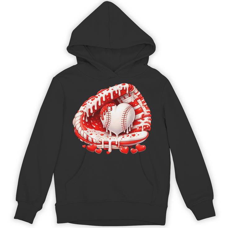 Kid Drip Ice Cream Baseball Heart Catcher Valentines Day Boy Unisex Hoodie
