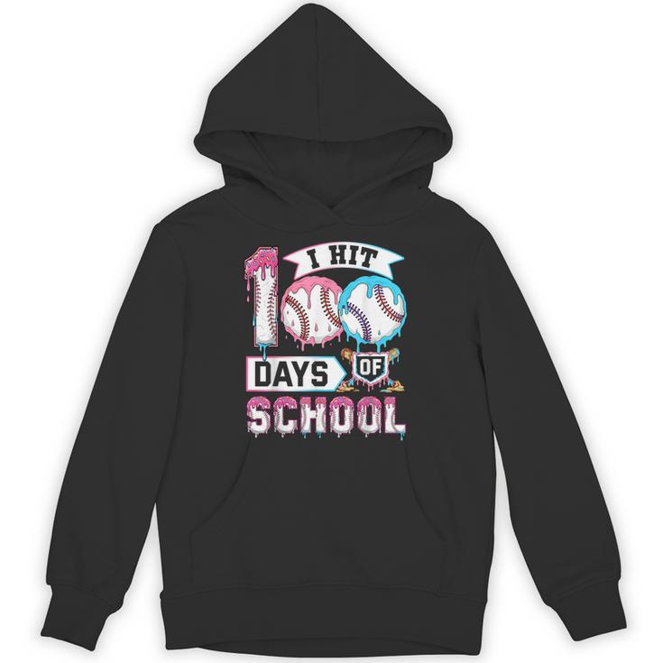 Kids 100 Days Of School Boys 100th Day Baseball Drip Toddler Unisex Hoodie