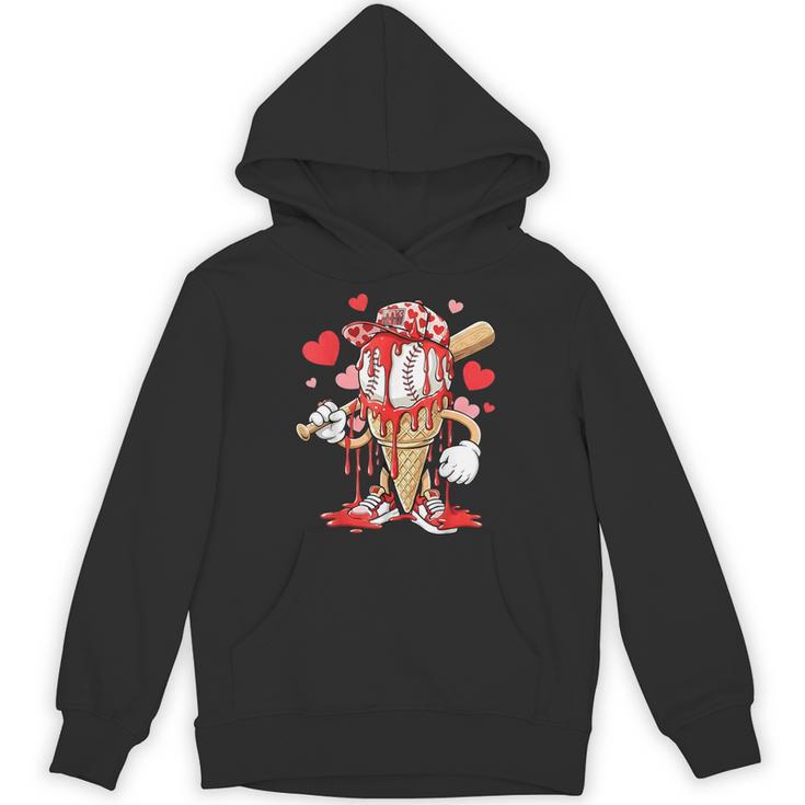 Kids Baseball Drip Ice Cream Apparel Kids Boys Valentine Unisex Hoodie