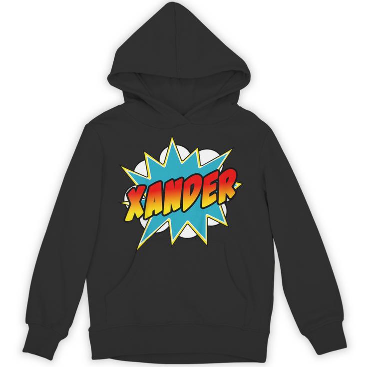 Kids Boys Xander Name Comic Book Superhero Unisex Hoodie