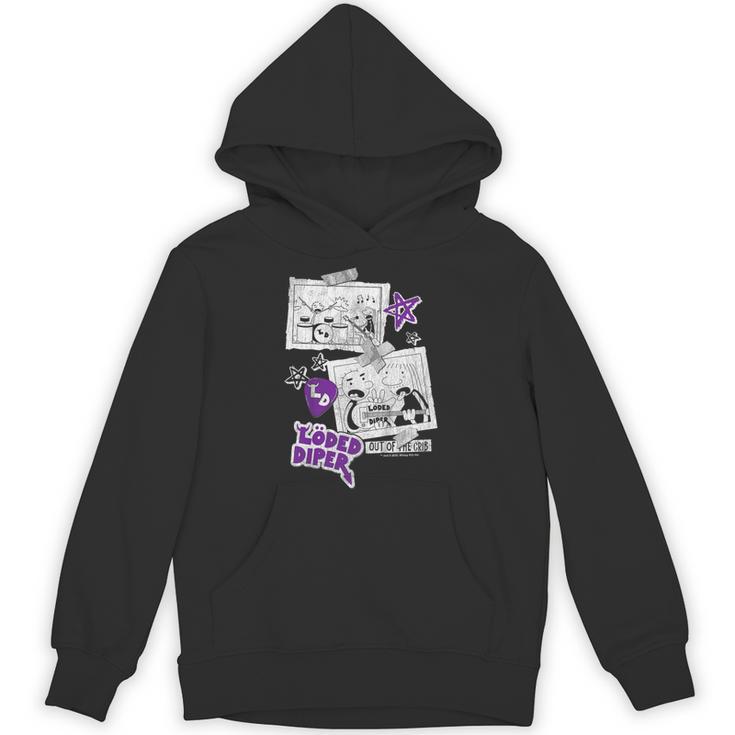 Kids DOAWK Purple Loded Diper Collage Book Series Unisex Hoodie
