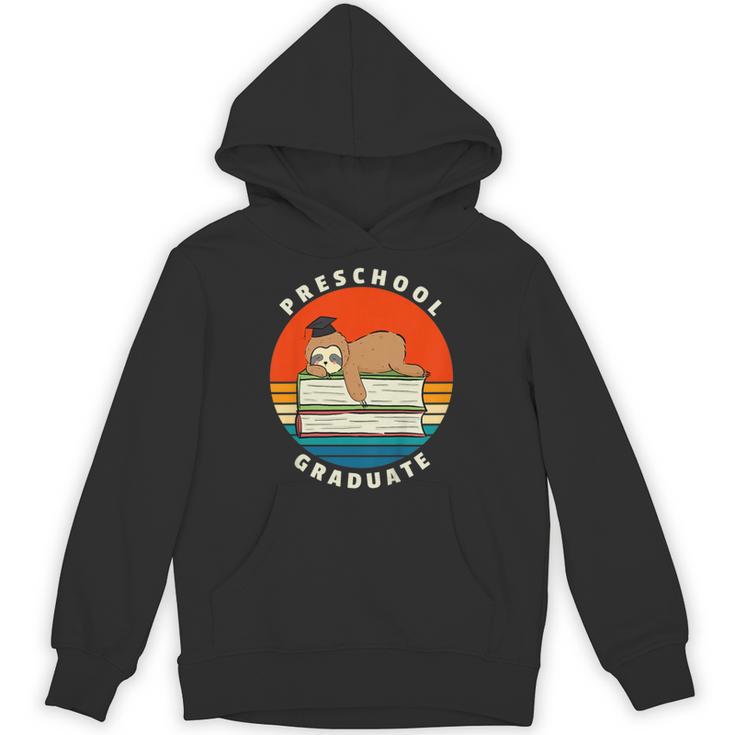 Kids Preschool Graduate Sloth Graduation Cap Sleeping On Books Unisex Hoodie