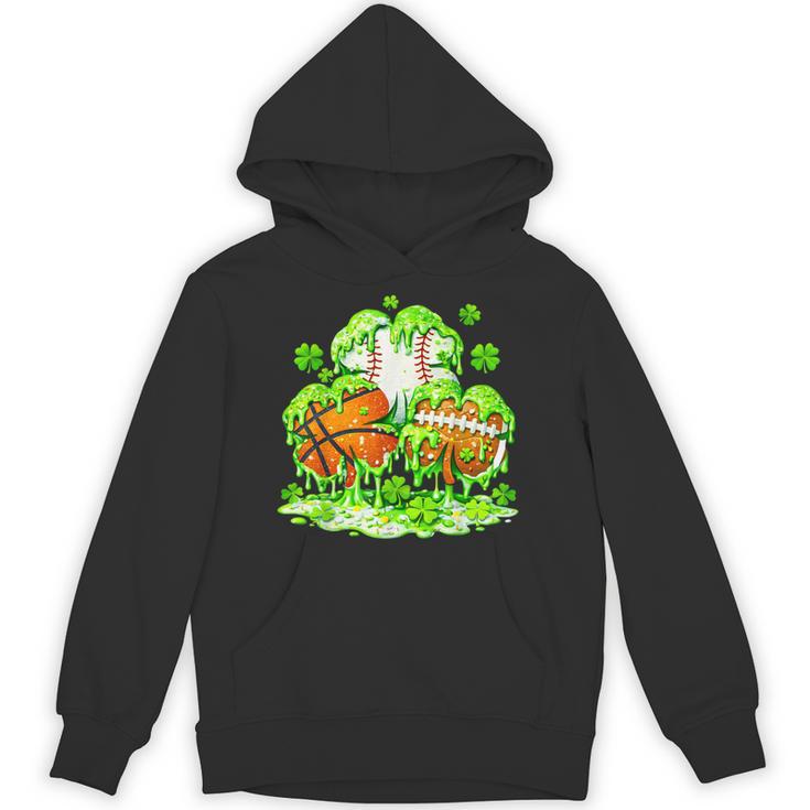 Kids St Patricks Day Shamrock Basketball Baseball Football Unisex Hoodie