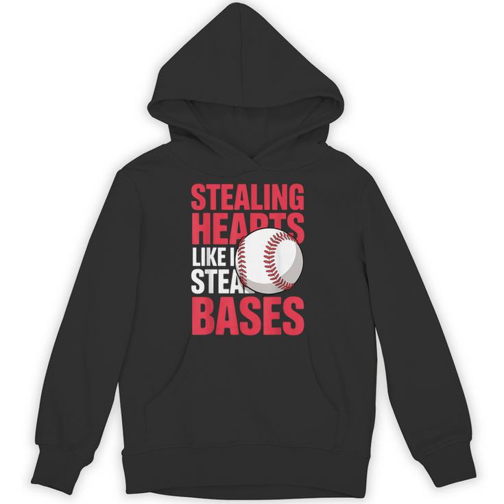 Kids Stealing Hearts Like I Steal Bases Cute Baseball Boys Unisex Hoodie