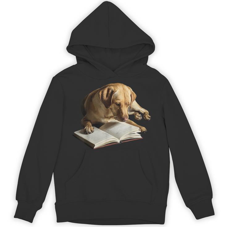 Labrador Retriever Dog Bookworm Reading Book Graphic Unisex Hoodie