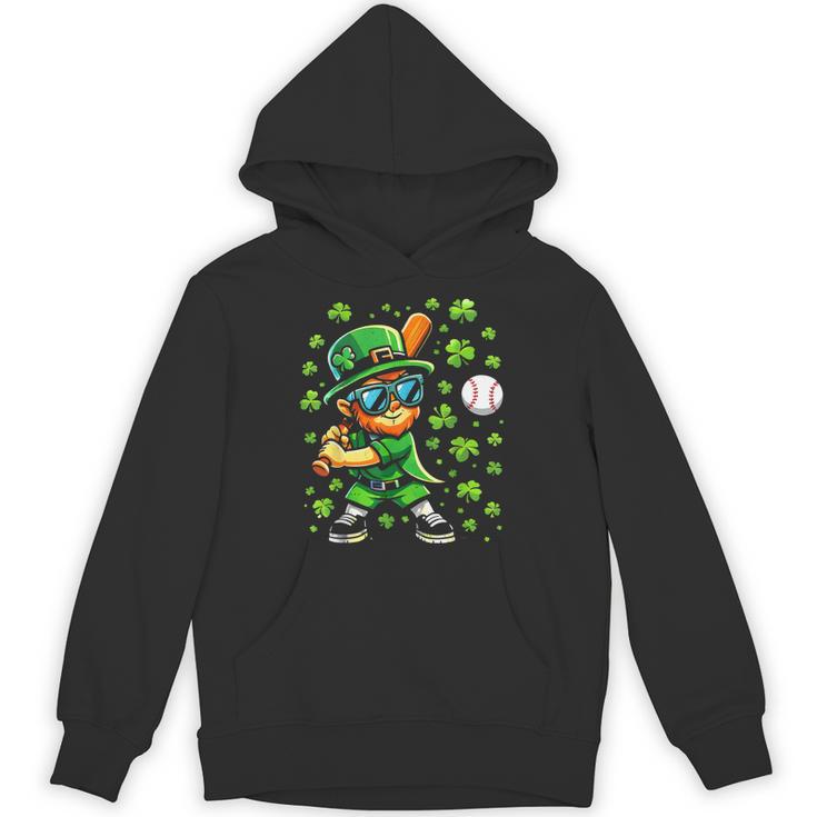 Leprechaun Playing Baseball Happy St Patricks Day Men Boys Unisex Hoodie