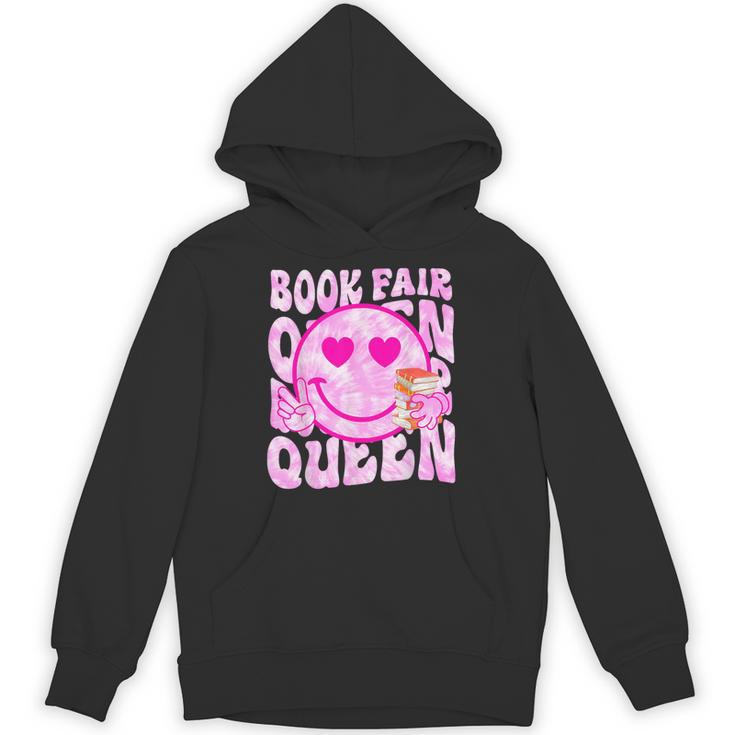 Library Book Fair Queen Vibe Groovy Tie Dye School Reading Unisex Hoodie