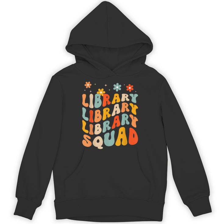 Library Squad Team Librarian Teacher Book Lover Retro Groovy Unisex Hoodie