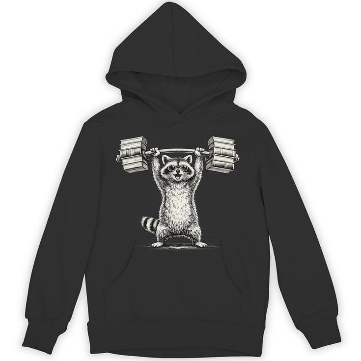 I Lift So I Can Carry More Books Raccoon Reader Workout Unisex Hoodie