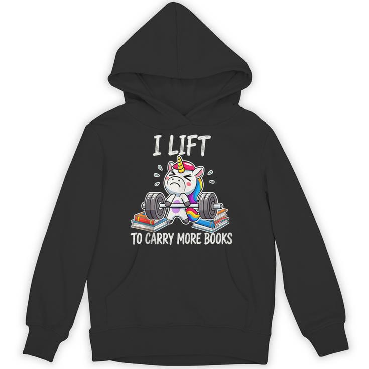 Lifting To Hold More Books Deadlift Unicorn Reader Workout Unisex Hoodie