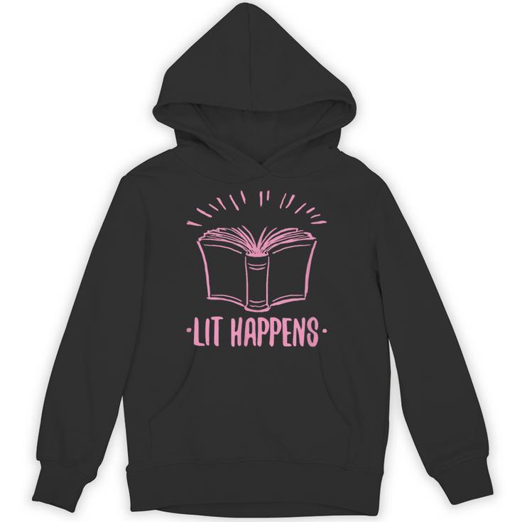Lit Happens Book Reading Literary English Teacher Librarian Unisex Hoodie