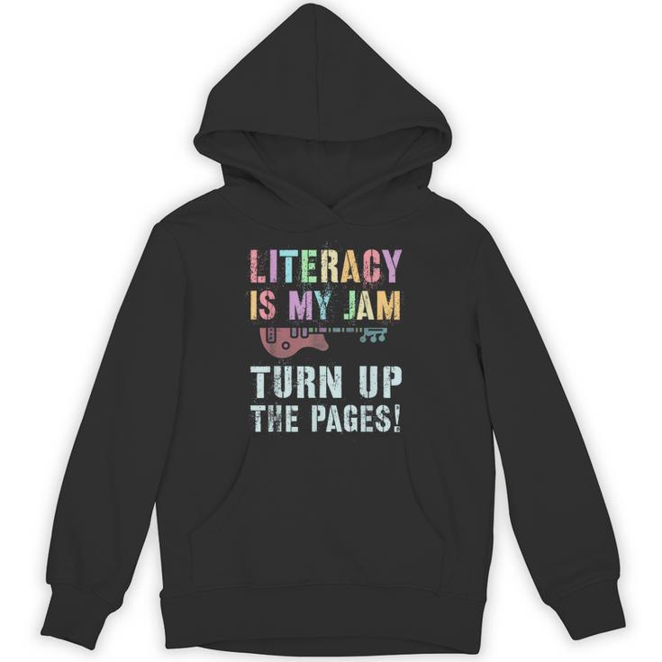 LITERACY IS MY JAM Turn Up Read Book Sound Volume Unisex Hoodie