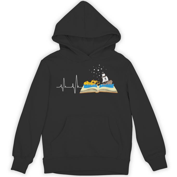 Love Books Heartbeat Reading Book Bibliophile Avid Reader Unisex Hoodie