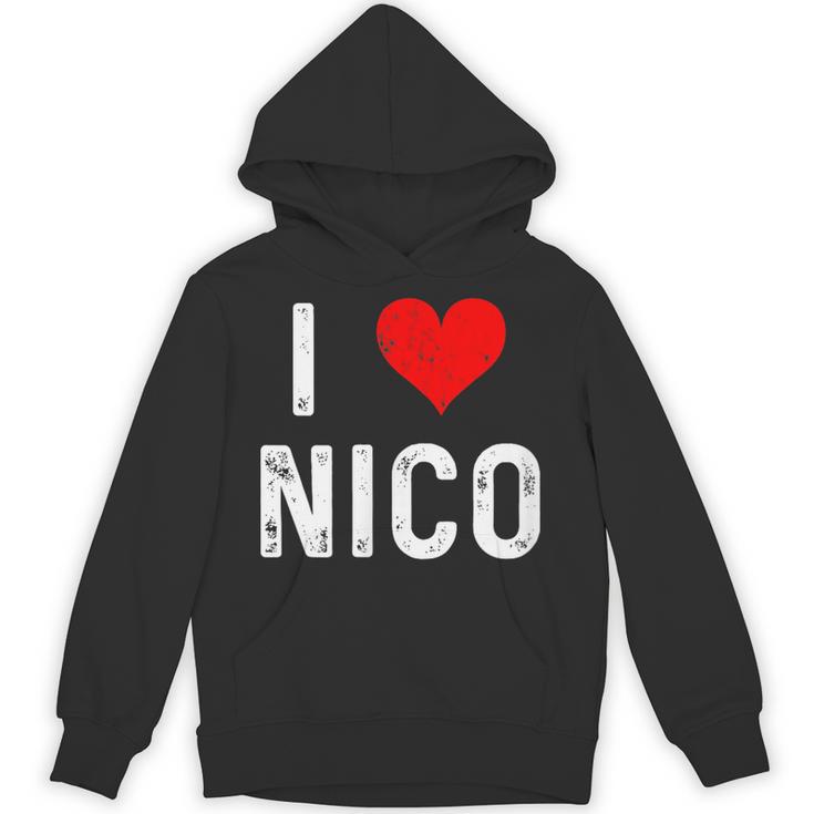I Love Nico ハート アンティーク調 パーカー