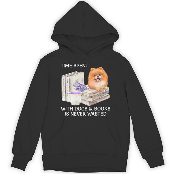 Love Reading Books And Pomeranian Dog Watercolor Art Unisex Hoodie