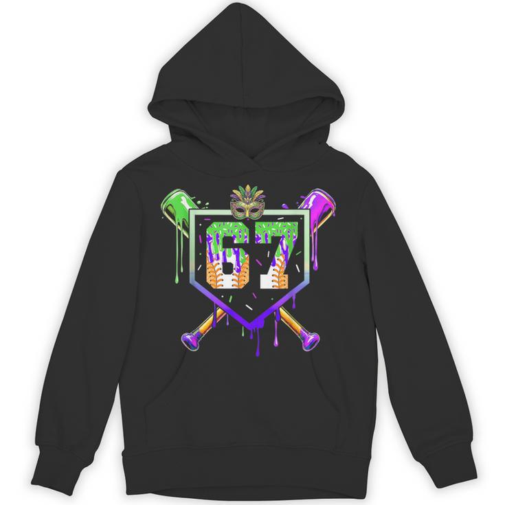 Mardi Gras Baseball Carnival Party Ice Cream Drip Boys Unisex Hoodie