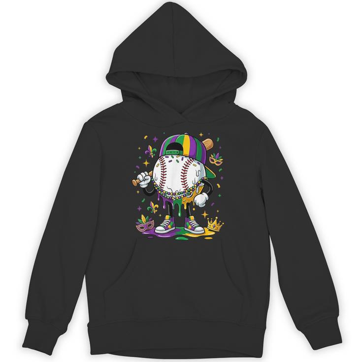 Mardi Gras Ice Cream Drip Baseball Carnival Party Mask Boys Unisex Hoodie