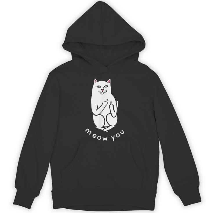 Meow You Cat Moody Cat 中指 猫好き パーカー