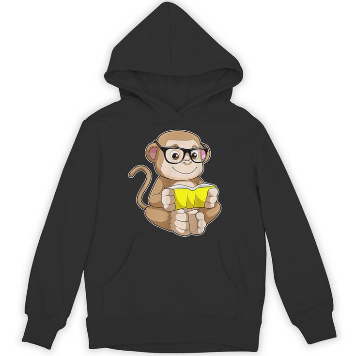 Monkey Nerd Book Glasses Unisex Hoodie