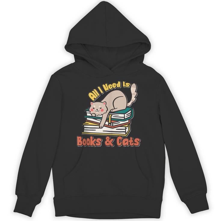 All I Need Is Books And Cats Book Lover Cat Lover Unisex Hoodie