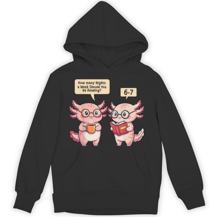 How Many Nights Reading Axolotl Book Lover Cat Reader Unisex Hoodie