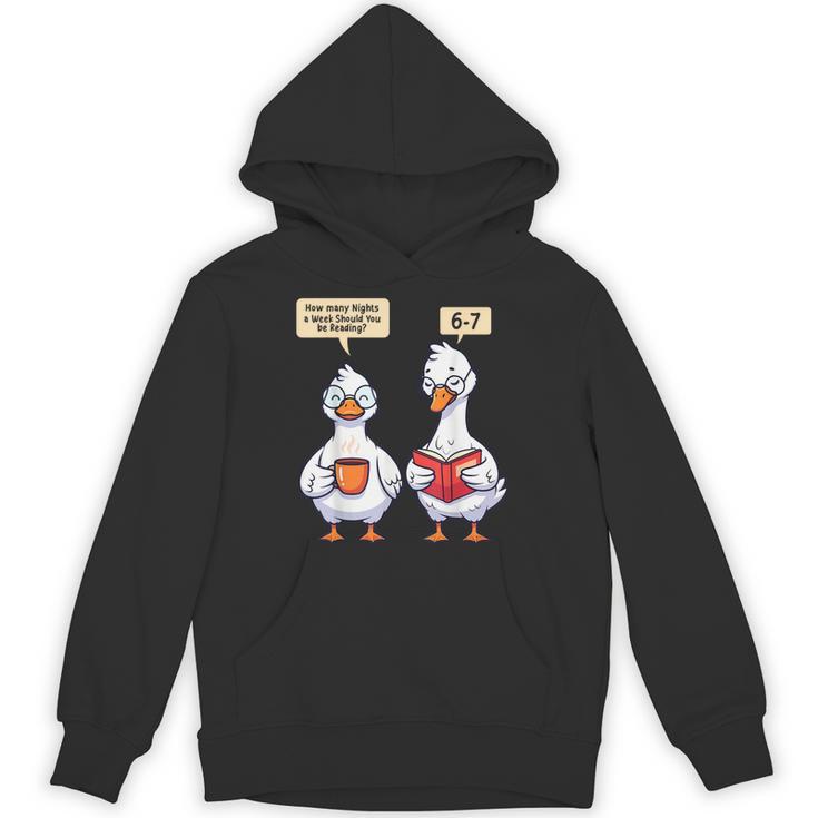 How Many Nights Reading Goose Book Lover Reader Unisex Hoodie