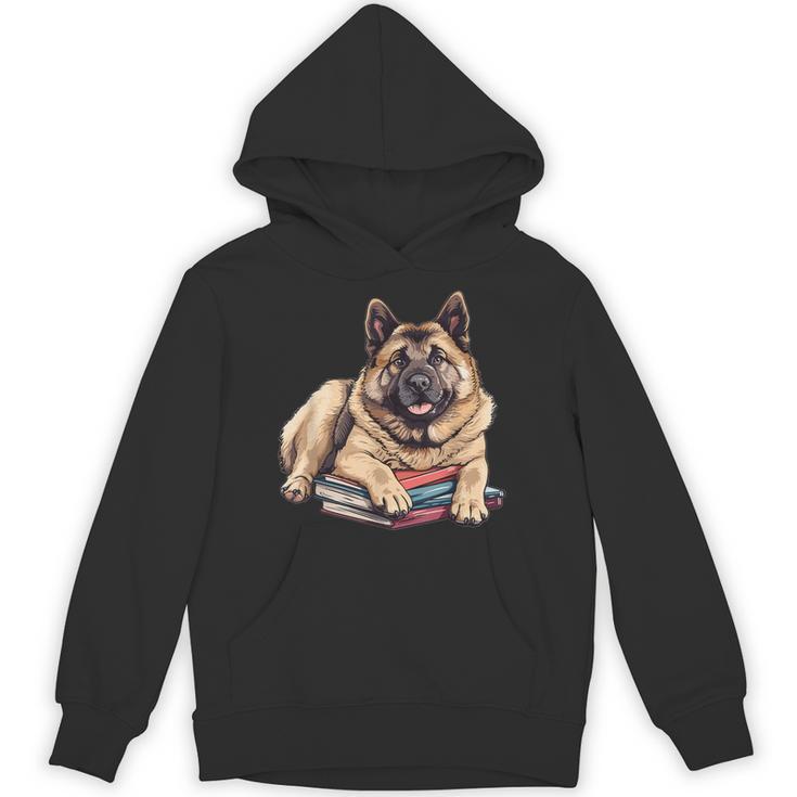 Norwegian Elkhound Books Reading Dog Breed Graphic Unisex Hoodie