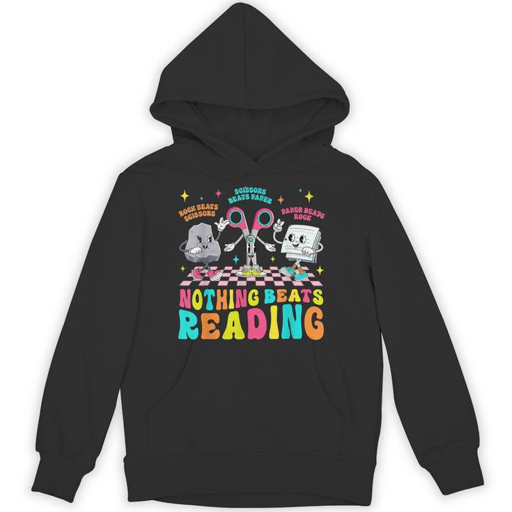 Nothing Beats Reading Cute Rock Paper Scissors Book Lover Unisex Hoodie