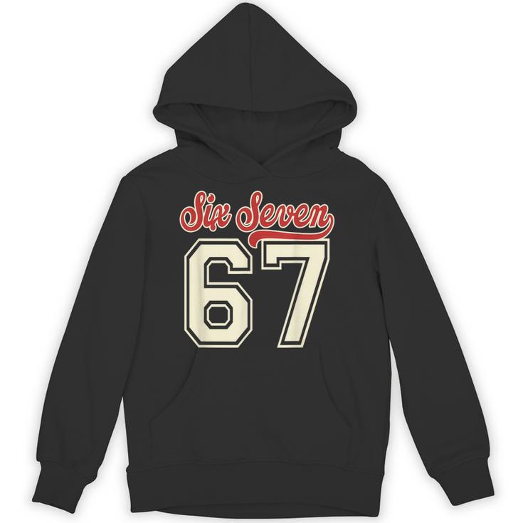 Number 67 Meme Six Seven Baseball Style Kids Boy Teen Unisex Hoodie