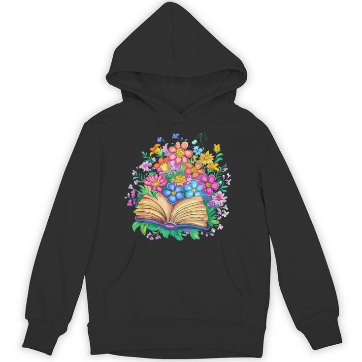 Open Book Surrounded By Colorful Spring Flowers Bloom Unisex Hoodie