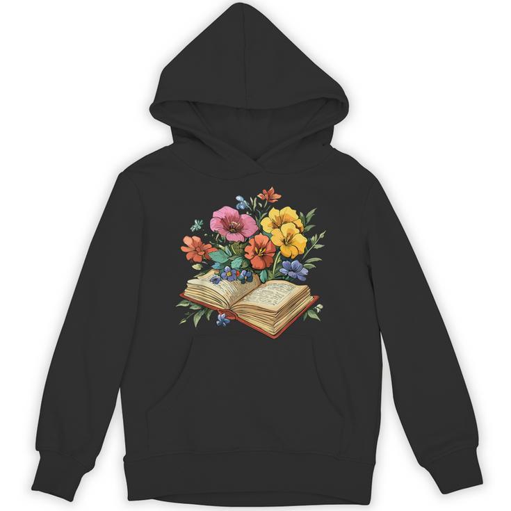 Open Book With Wildflowers Vintage Botanical Reading Unisex Hoodie