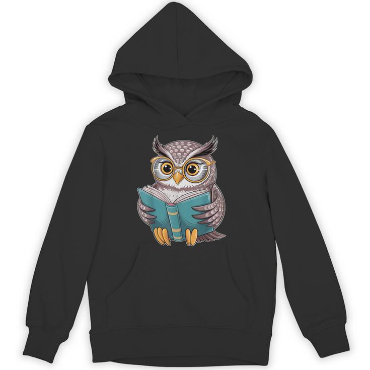 Owl Reading A Book Owls Wearing Glasses Librarian Unisex Hoodie