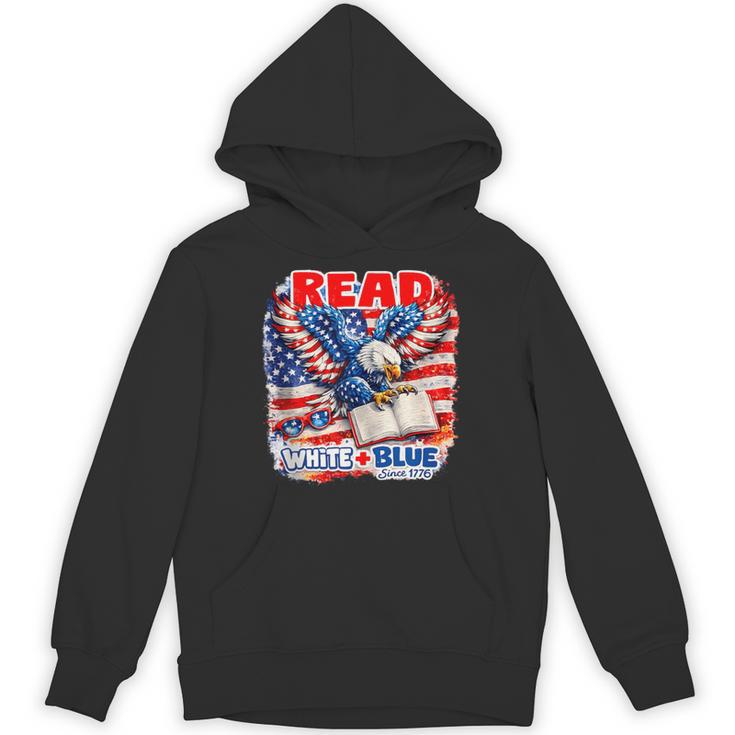 Patriotic Eagle Reading Book Read Blue Since 1776 Unisex Hoodie