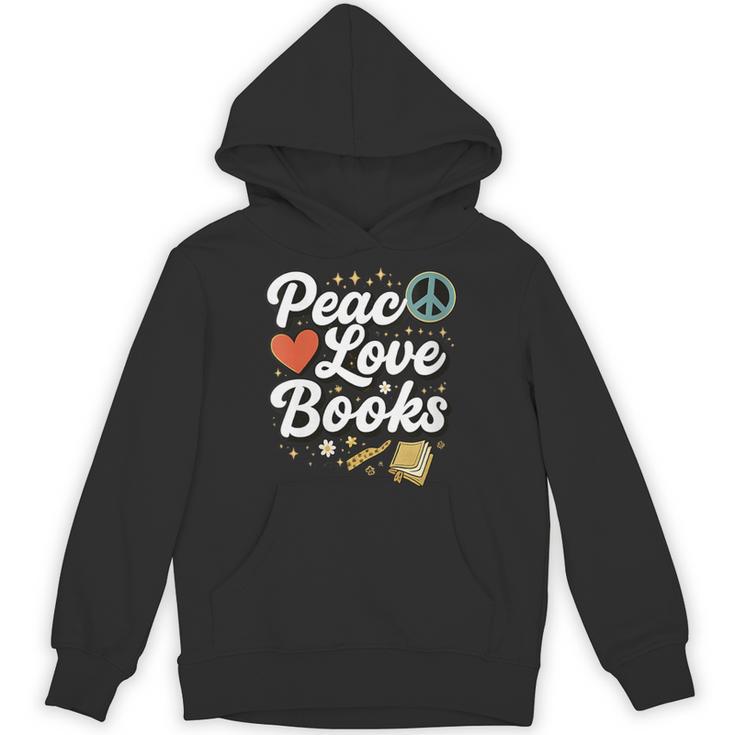 Peace Love Books Cute Retro Reading Graphic Unisex Hoodie