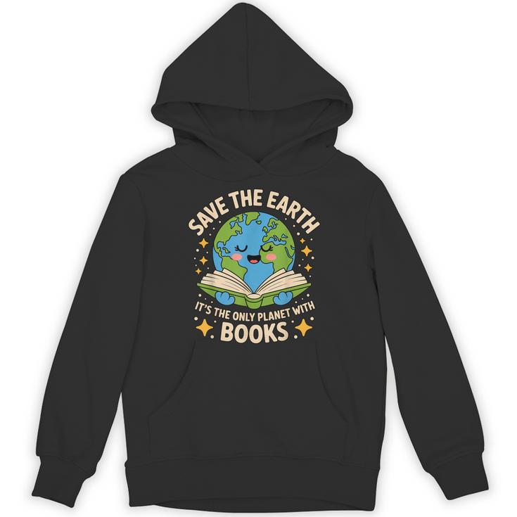 Planet With Books Reader Reading Environmentalist Earth Day Unisex Hoodie