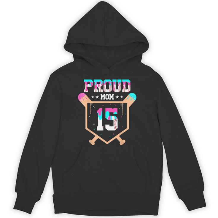 Proud Mom Baseball Player Number 15 Ice Cream Drip Unisex Hoodie
