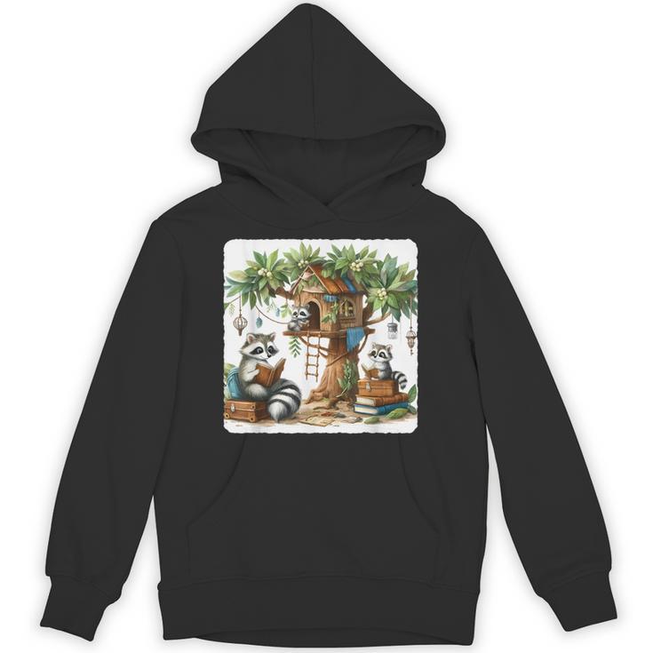 Raccoon Family Reading Around Treetop Home Books Adventure Unisex Hoodie Raccoon Family Reading Around Treetop Home Books Adventure Unisex Hoodie