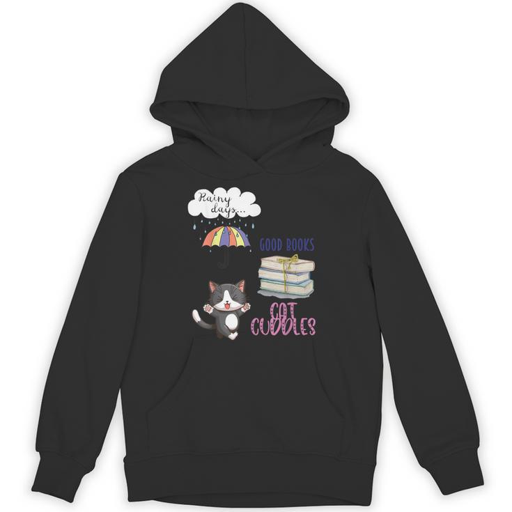 Rain Drops Rainy Days Umbrella Good Books Cute Cat Cuddles For Men Women Unisex Hoodie